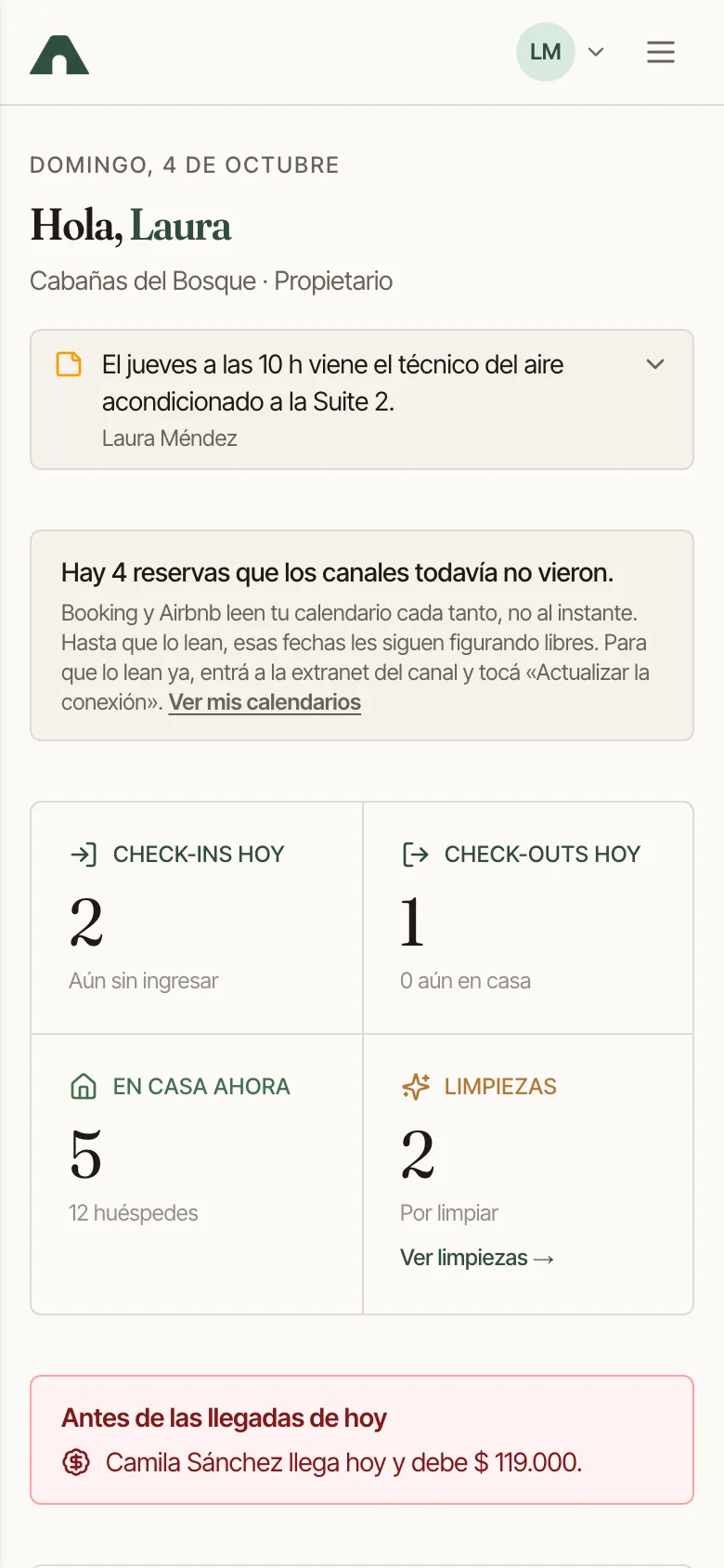 Pantalla de inicio en el celular